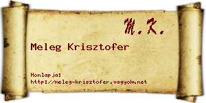 Meleg Krisztofer névjegykártya